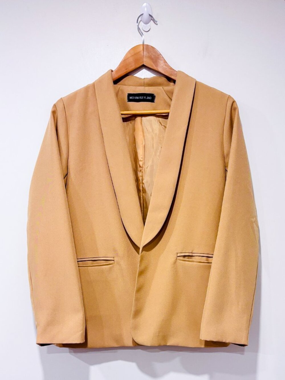 MEI HAN HUI YI JIAO Beige Open Blazer | Minimalist Office | Medium